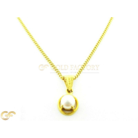 22Ct Gold Pearl Pendant With 18 Inch Thin Link Chain 22Ct Gold Pearl Pendant With 18 Inch Thin Link Chain
